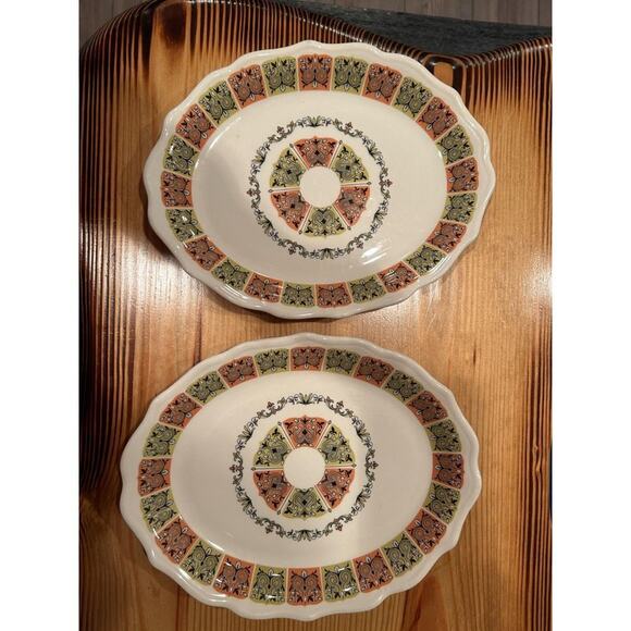 PAIR - Vintage SYRACUSE China Platter PINK RESTAURANT WARE Mid Century Modern - Picture 1 of 7